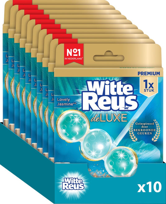 Witte reus deluxe lovely jasmine toiletblok 50g - wc blokjes - voordeelverpakking - 10 stuks