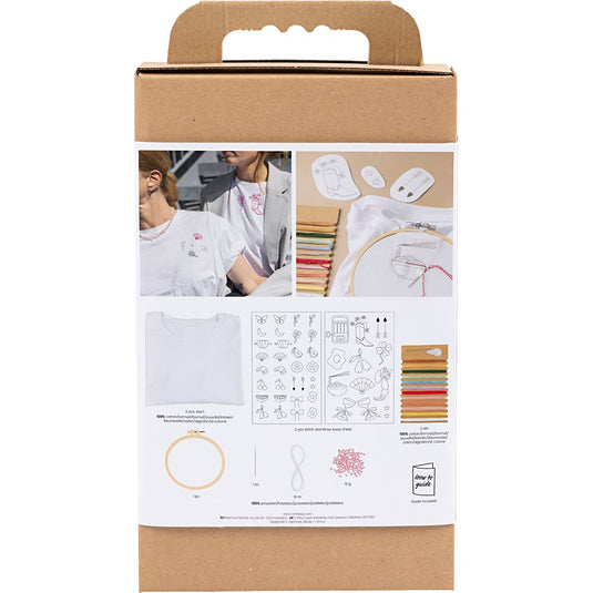 Creativ company hobbyset borduurwerk t-shirt wit