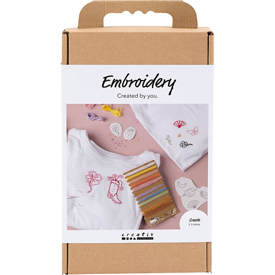 Creativ company hobbyset borduurwerk t-shirt wit