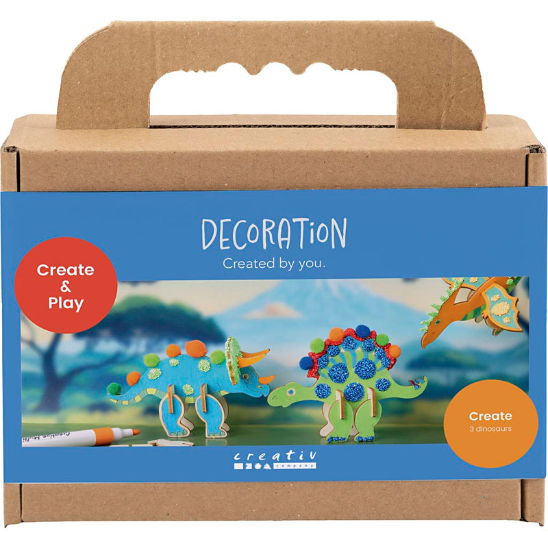 Load image into Gallery viewer, Creativ company https: www.cchobby.nl mini-hobbyset-decoratie-dinosaurus-blauw-groen-oranje-rood-1-doos
