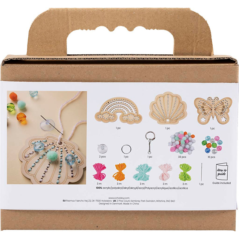 Load image into Gallery viewer, Creativ company https: www.cchobby.nl mini-hobbyset-borduurwerk-vlinder-schelp-regenboog-diverse-kleuren-1-doos
