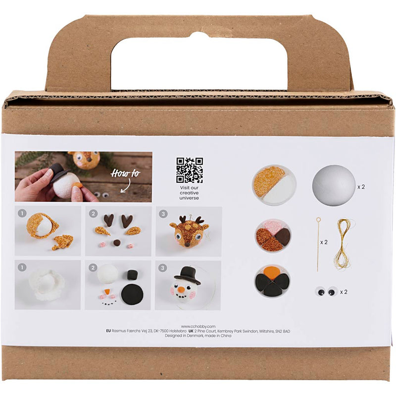 Afbeelding laden in galerijviewer, Https: www.cchobby.nl mini-hobbyset-kerstballen-rendier-en-sneeuwpop-1-doos
