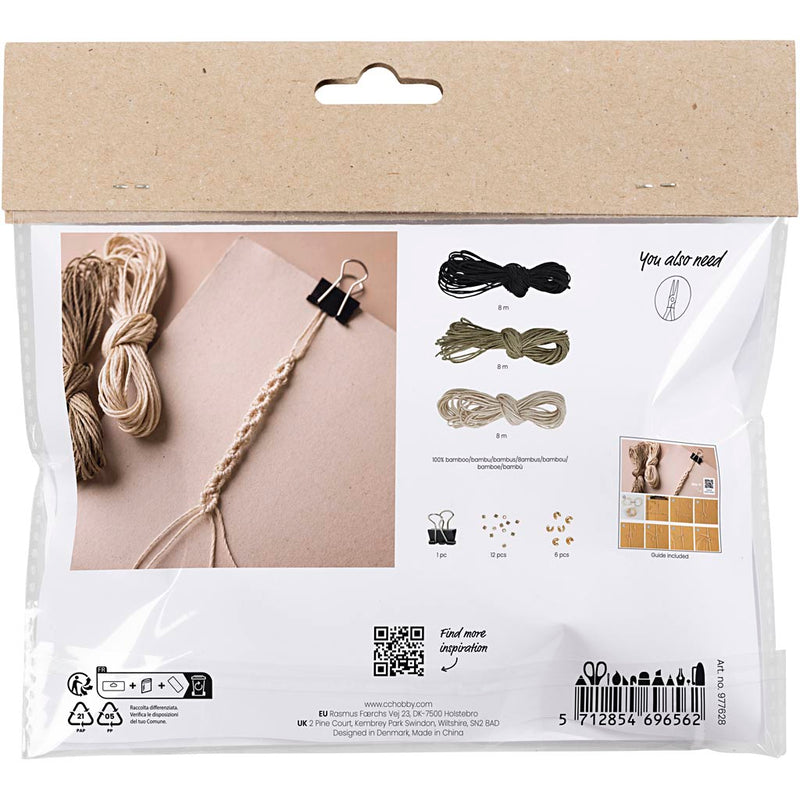 Load image into Gallery viewer, Creativ company https: www.cchobby.nl mini-hobbyset-macrame-armband-zwart-olijfbruin-zandkleur-1-doos

