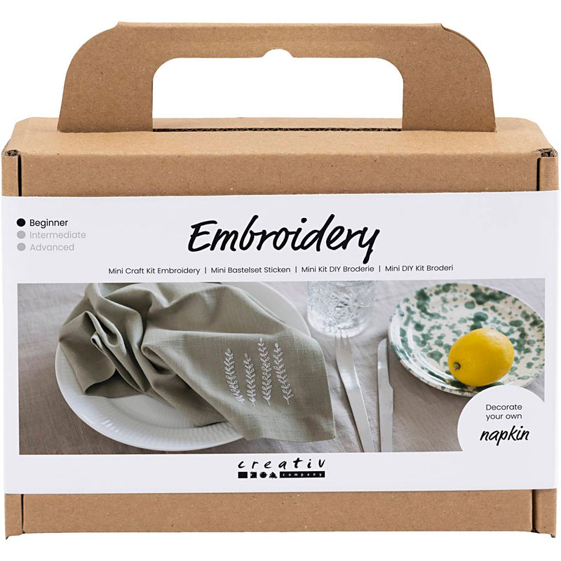 Load image into Gallery viewer, Creativ company https: www.cchobby.nl mini-hobbyset-borduren-servet-dusty-groen-1-doos
