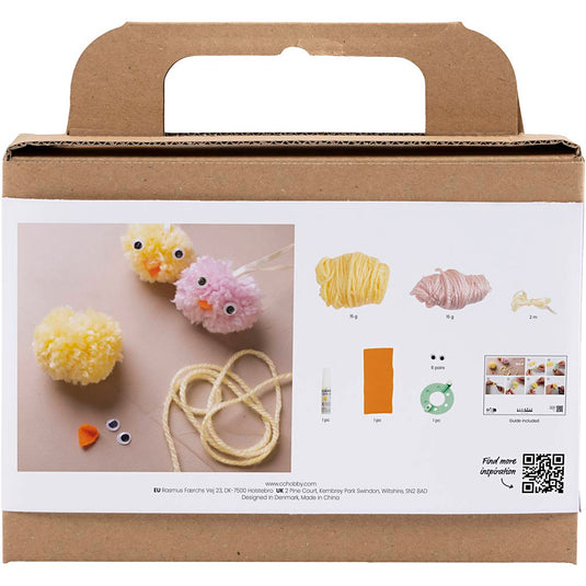 Creativ company mini hobbyset pompom schattige paaskuikens