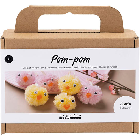 Creativ company mini hobbyset pompom, kuikens, diverse kleuren, 1 doos