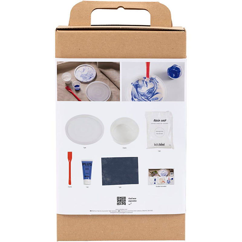 Load image into Gallery viewer, Https: www.cchobby.nl hobbyset-hars-gieten-rond-dienblad-met-marmereffect-blauw-wit-1-doos
