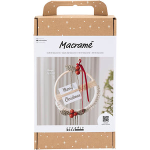 Creativ company https: www.cchobby.nl hobbyset-macrame-kerstkrans-mosgroen-kerstrood-off-white-1-doos