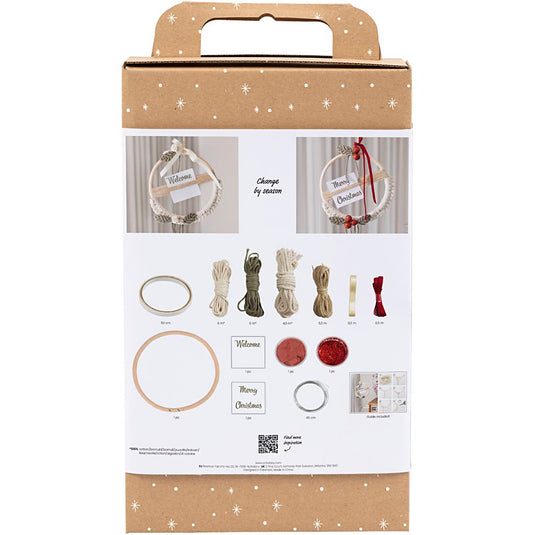 Creativ company https: www.cchobby.nl hobbyset-macrame-kerstkrans-mosgroen-kerstrood-off-white-1-doos