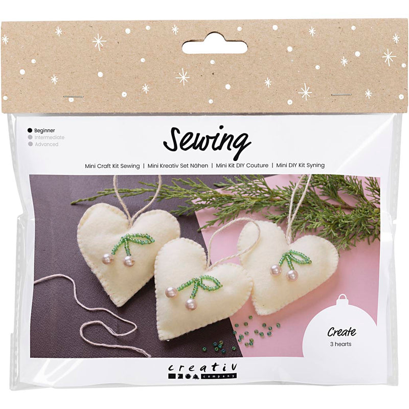 Load image into Gallery viewer, Creativ Company Mini hobbyset naaien harten off white 1 doos
