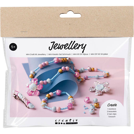 Creativ company https: www.cchobby.nl mini-hobbyset-sieraden-halsketting-armband-clips-broche-blauw-lichtblauw-pastel-roze-1-doos