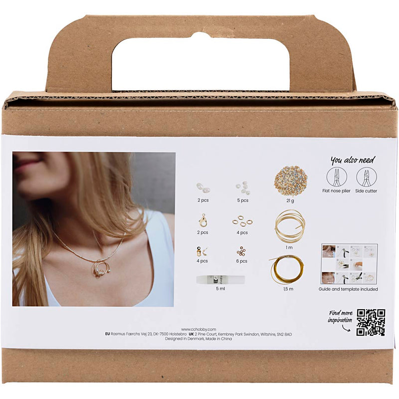Afbeelding laden in galerijviewer, Https: www.cchobby.nl mini-hobbyset-sieraden-halsketting-met-hanger-met-metaaldraad-verguld-1-doos
