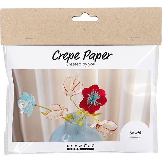 Creativ company mini hobbyset bloemen van crepepapier pastelkleuren