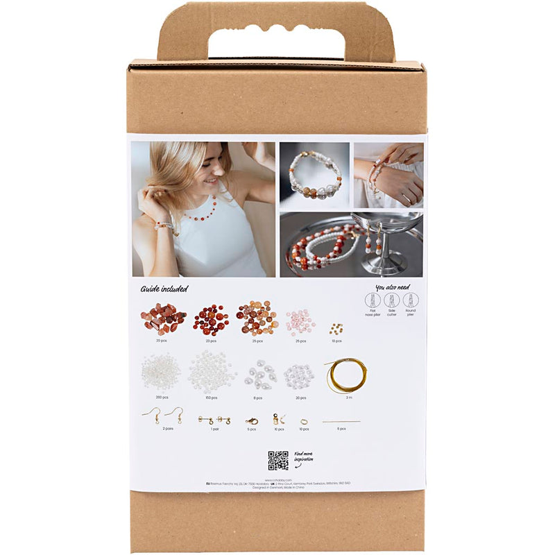 Load image into Gallery viewer, Creativ company hobbyset sieraden beige burnt orange wit parelmoer
