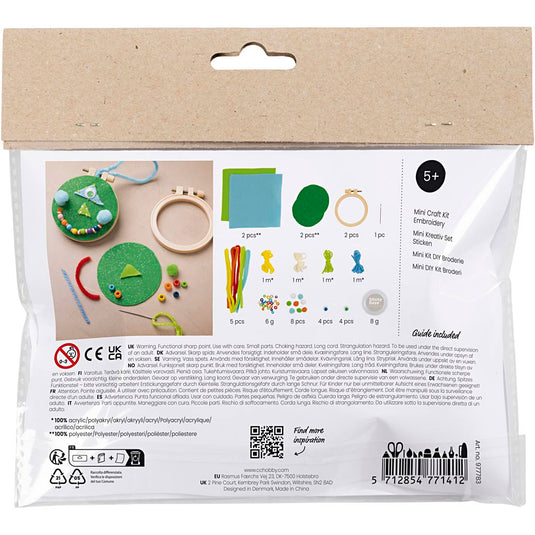 Creativ company mini hobbyset gezichtjes borduren blauw en groen
