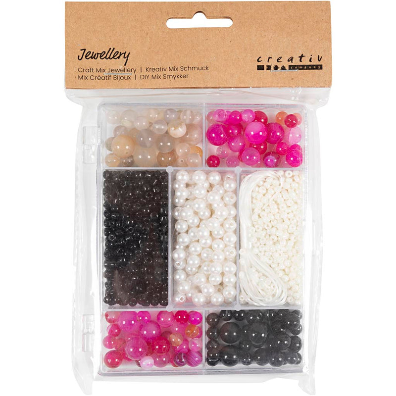 Afbeelding laden in galerijviewer, Https: www.cchobby.nl creatieve-box-sieraden-agaten-afm-2-6-10-mm-gatgrootte-0-8-1-8-mm-ca-2740-stuk-beige-zwart-roze-wit-parelmoer-1-doos
