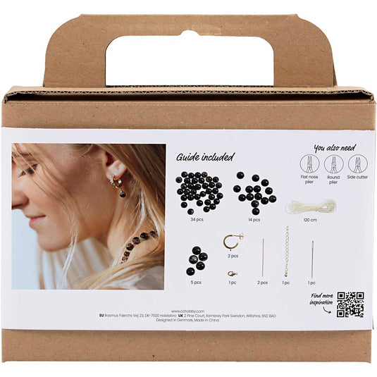 Creativ company mini hobbyset sieraden halsketting en oorbellen zwart en wit