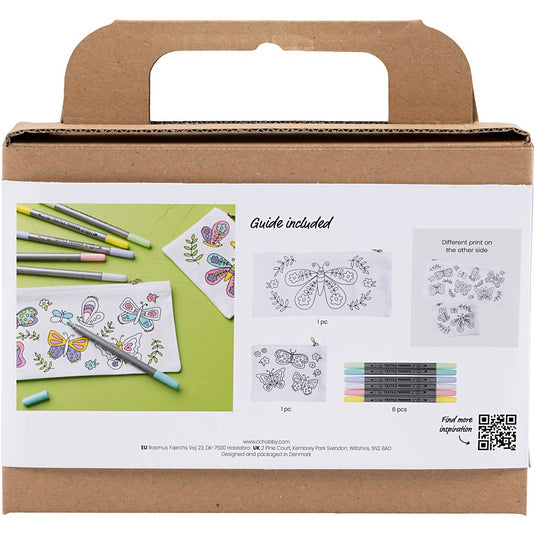 Creativ company mini hobbyset textiel decoreren vlinders pastelkleuren