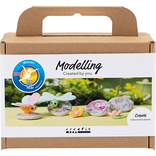 Creativ company https: www.cchobby.nl mini-hobbyset-boetseren-steen-met-insect-grijs-lichtroze-licht-turquoise-1-doos