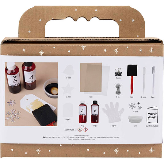 Creativ company mini hobbyset cyanotypie geschenklabels blauw en zilver