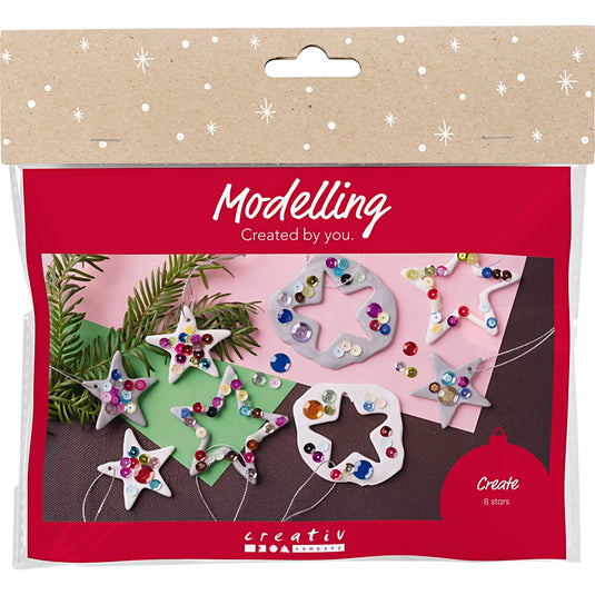 Creativ company mini hobbyset boetseren sterren zilver wit