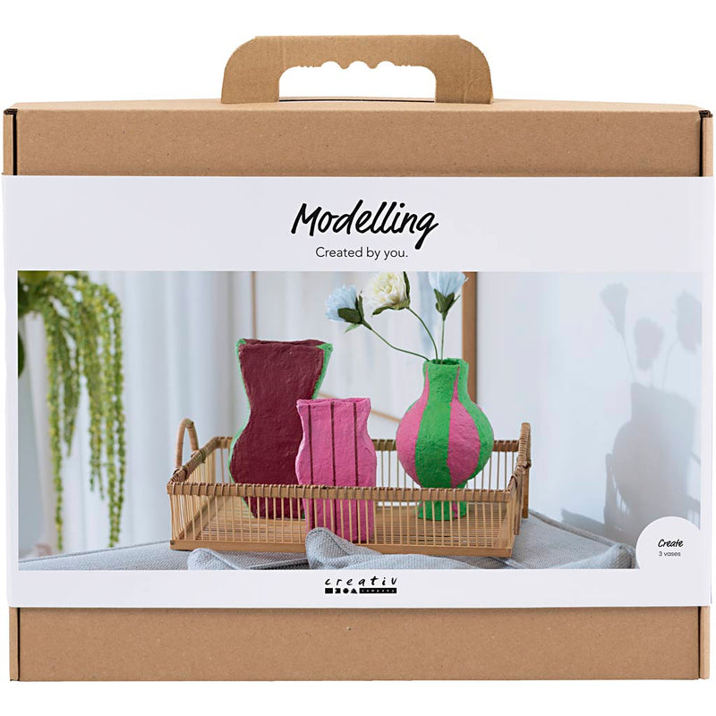 Load image into Gallery viewer, Creativ company maxi hobbyset boetseren vazen van papier-mache

