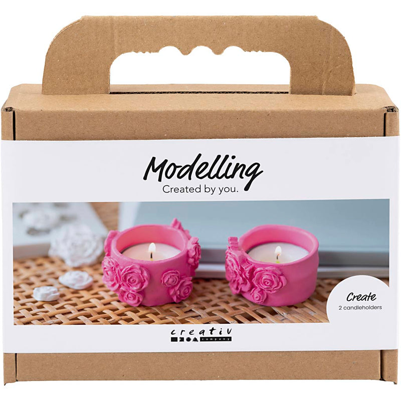 Load image into Gallery viewer, Creativ company mini hobbyset boetseren theelichthouders roze

