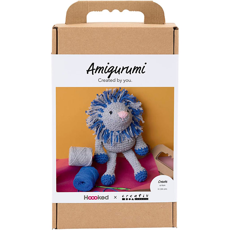 Load image into Gallery viewer, Creativ company https: www.cchobby.nl hobbyset-amigurumi-leeuw-marineblauw-lichtgrijs-1-doos
