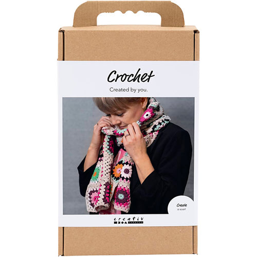 Creativ company hobbyset haken, sjaal, crème, warme kleuren, 1 doos