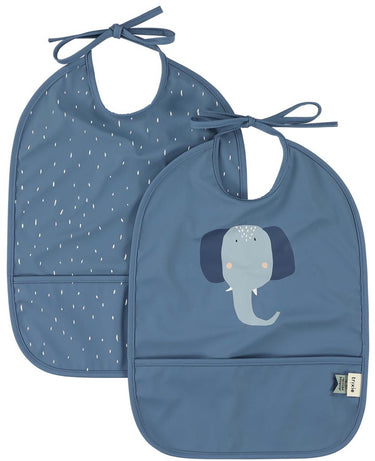 Trixie afwasbaar slabbetje 2-pack mrs. elephant - slab voor kinderen - 100% recycled polyester - eenvoudig schoon - blauw