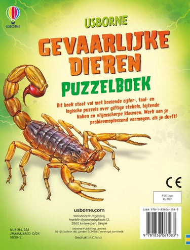Puzzelboek: gevaarlijke dieren. 7+