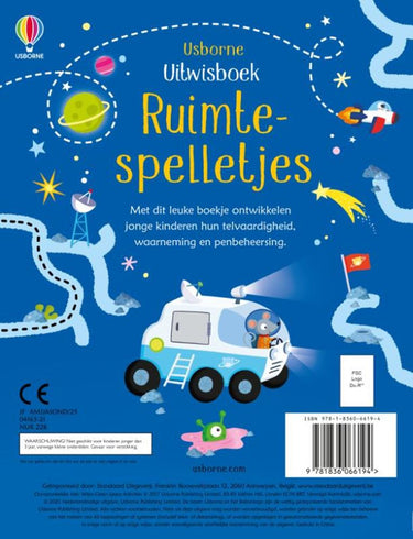 Uitwisboek: ruimtespelletjes 3+
