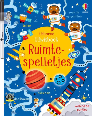 Uitwisboek: ruimtespelletjes 3+