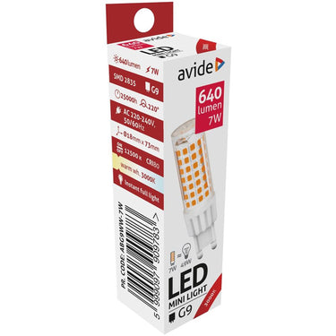 Avide led lamp 7 w, g9 fitting, 3000 kelvin warmwit, 640 lumen.