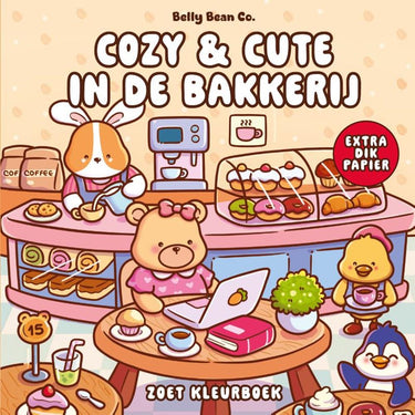 Cozy cute in de bakkerij. kleurboek.