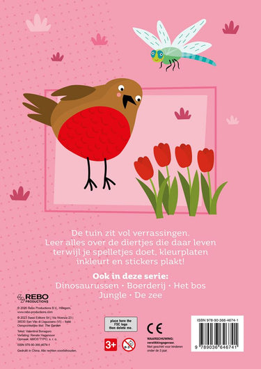 Stickerboek de tuin - 60 stickers. 3+