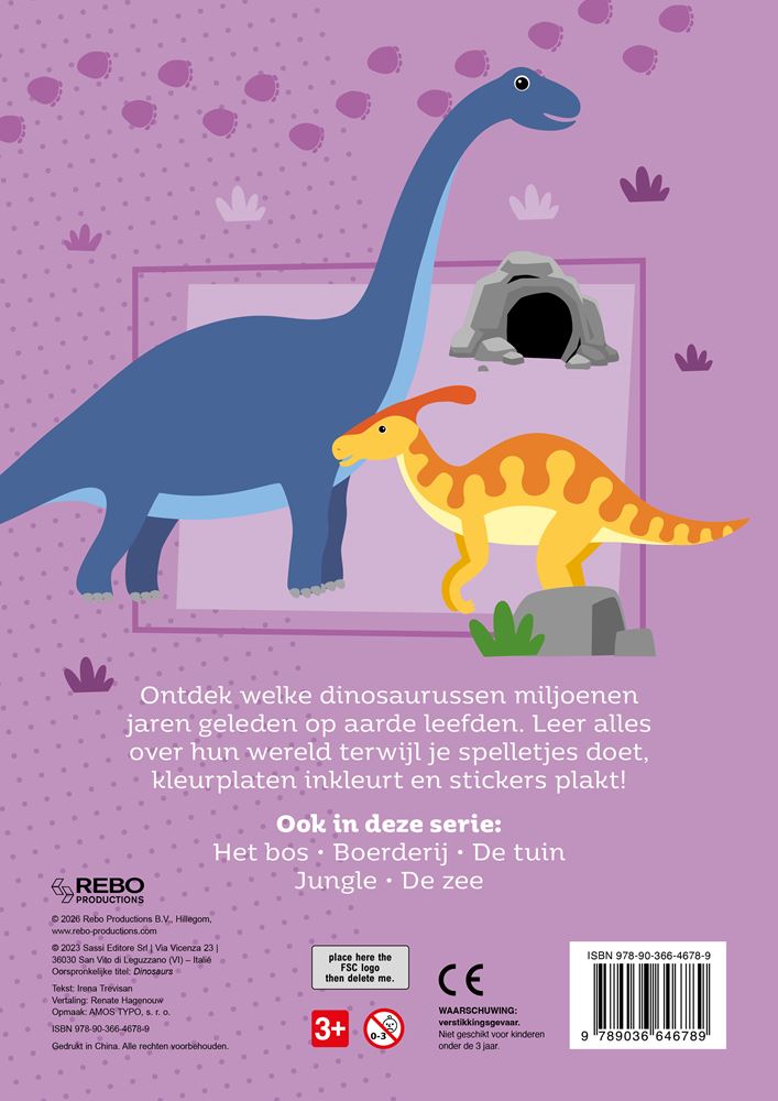 Load image into Gallery viewer, Stickerboek dinosaurus - 60 stickers. 3+
