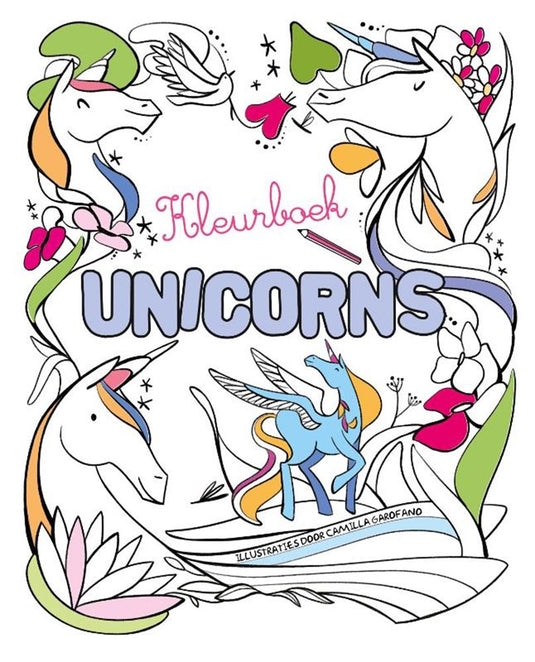 Merkloos sans marque kleurenboek - unicorns - fabelachtige designs