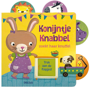 Deltas konijntje knabbel zoekt haar knuffel