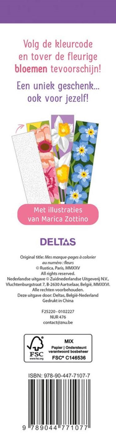 Deltas de mooiste kleurboekenleggers kleuren op nummer bloemen