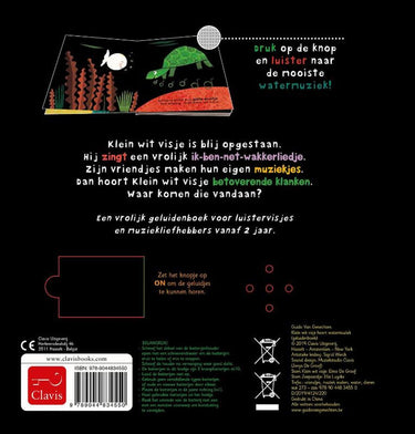 Klein wit visje hoort watermuziek. 2+