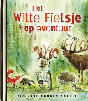 Goudenboekhet witte fietsje op avontuur