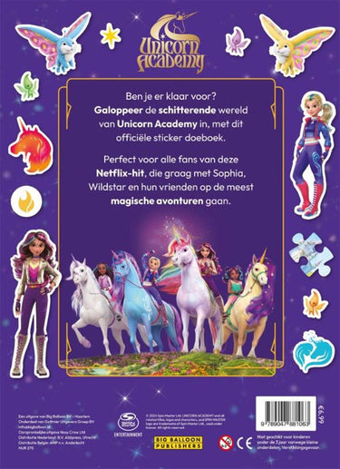 Big balloon unicorn academy sticker doeboek 4+