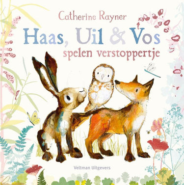Haas, uil vos spelen verstoppertje. 3+