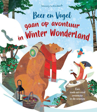 Beer en vogel gaan op avontuur in winter