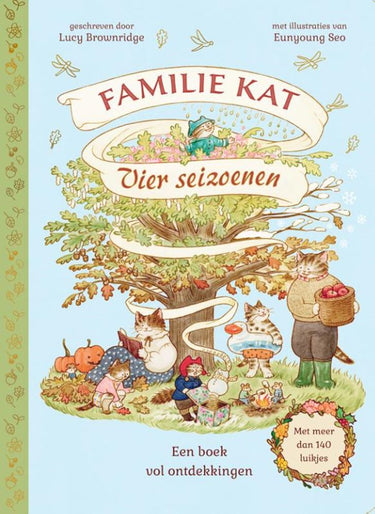 Kartonboek: vier seizoenen. familie kat.