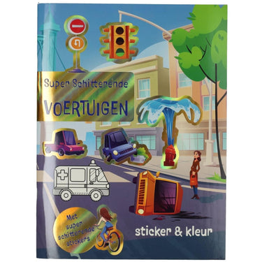 Kleur- en stickerboek super schitterende voertuigen
