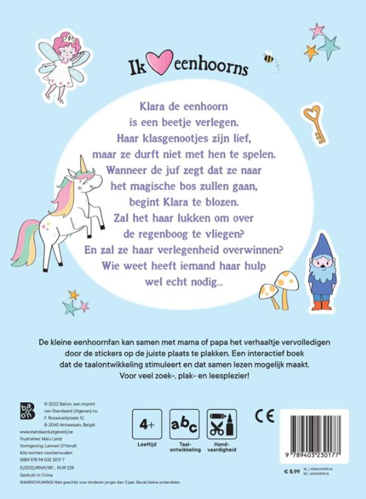 Load image into Gallery viewer, Standaard uitgeverij verhalenplakboek:de verlegen eenhoorn 4+
