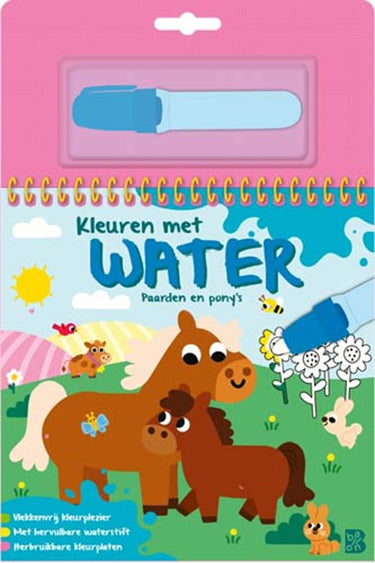 Kleuren met water paarden en pony's 3+