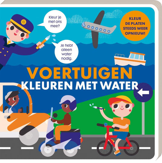 Kleuren met water - voertuigen 3+